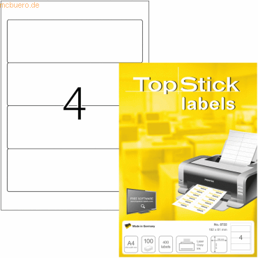 TopStick Ordner-Etiketten Papier weiß selbstklebend 192x61mm 100 Blatt von TopStick