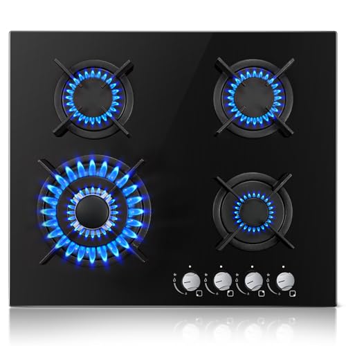 Gaskochfeld 4 Flammig, TopStrong Gaskochfeld mit Automatischer Thermoelementschutz, Einbau 4 Zonen Glas Gaskochfeld, Schwarz 60cm Glasherd, 8060W, 220-240V, NG/LPG Gaskochfeld 4 Flammig, TopStrong Gaskochfeld mit Automatischer Thermoelementschutz, Einbau 4 Zonen Glas Gaskochfeld, Schwarz 60cm Glasherd, 8060W, 220-240V, NG/LPG von TopStrong