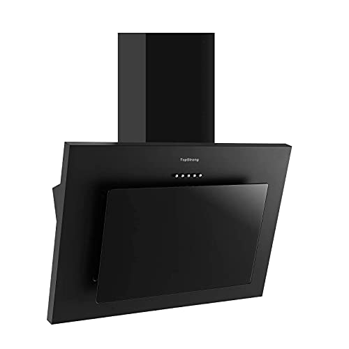 TopStrong Dunstabzugshaube/Dunstabzugshaube 60cm/Kopffreie Wandhaube/Dunstabzugshaube Kopffreie Schräghaube/Abluft Umluft Dunstabzug/350 m³/h,3 Leistungsstufen,LED,Schwarz von TopStrong