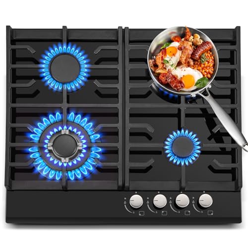 TopStrong Gaskochfeld 4 Flammig, 60cm Schwarzes Gehärtetes Glas-Gaskochfeld, Eingebautes Gaskochfeld mit Gusseisernen Stützen, NG/LPG Konvertierbar, Gaskochfeld mit Flammenschutz TopStrong Gaskochfeld 4 Flammig, 60cm Schwarzes Gehärtetes Glas-Gaskochfeld, Eingebautes Gaskochfeld mit Gusseisernen Stützen, NG/LPG Konvertierbar, Gaskochfeld mit Flammenschutz von TopStrong