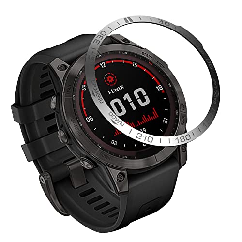 TopTen Edelstahl-Lünette Ring Klebeabdeckung Kratzer Kollisionsschutz Hülle kompatibel mit Garmin Fenix 7X Smartwatch (Silber) von TopTen