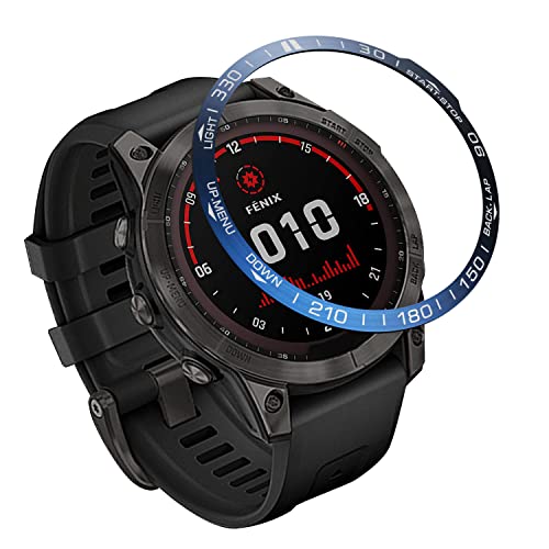TopTen Edelstahl-Lünette Ring Klebeabdeckung Kratzer Kollisionsschutz Hülle kompatibel mit Garmin Fenix 7X Smartwatch (blau) von TopTen