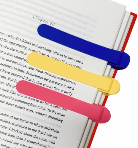 3PCS Automatisches Lesezeichen aus Silikon, Buchmarkierungen zum Lesen, niedliche, einzigartige Buchmarker, intelligente Lesezeichen(1 Blau+1 Rot+1 Gelb) von Topaliving