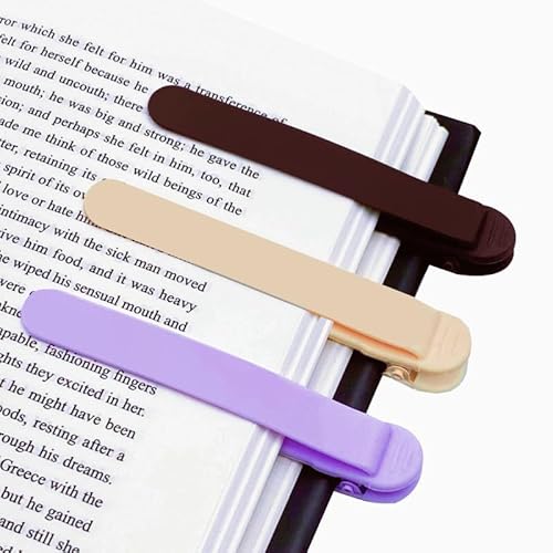 3PCS Automatisches Lesezeichen aus Silikon, Buchmarkierungen zum Lesen, niedliche, einzigartige Buchmarker, intelligente Lesezeichen (1 Violett+1 Beige+1 Braun) von Topaliving