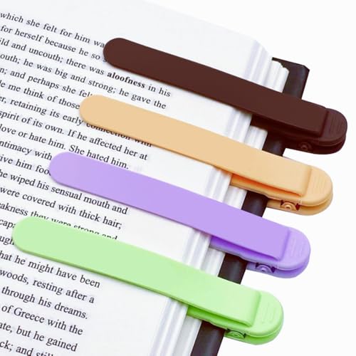 4PCS Automatisches Lesezeichen aus Silikon, Buchmarkierungen zum Lesen, niedliche, einzigartige Buchmarker, intelligente Lesezeichen (1 Violett+1 Beige+1 Braun+1 Grün) von Topaliving