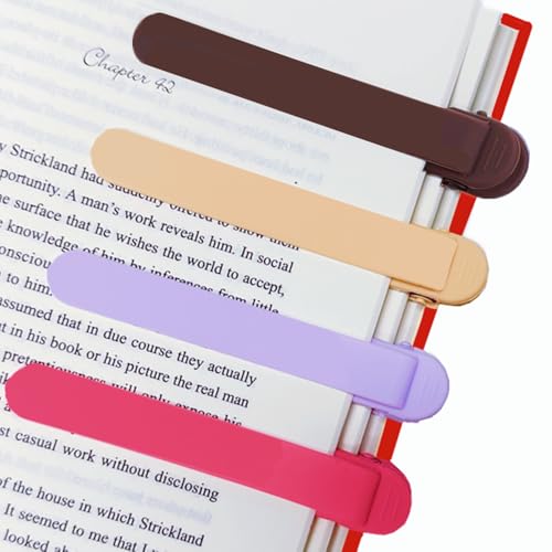 4PCS Automatisches Lesezeichen aus Silikon, Buchmarkierungen zum Lesen, niedliche, einzigartige Buchmarker, intelligente Lesezeichen (1 Violett+1 Beige+1 Braun+1 Rot) von Topaliving