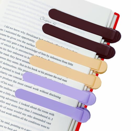 6PCS Automatisches Lesezeichen aus Silikon, Buchmarkierungen zum Lesen, niedliche, einzigartige Buchmarker, intelligente Lesezeichen(2 Violett+2 Beige+2 Braun) von Topaliving