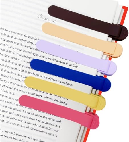 6PCS Automatisches Lesezeichen aus Silikon, Buchmarkierungen zum Lesen, niedliche, einzigartige Buchmarker, intelligente Lesezeichen (1 Violett+1 Beige+1 Braun+1 Blau+1 Rot+1 Gelb) von Topaliving