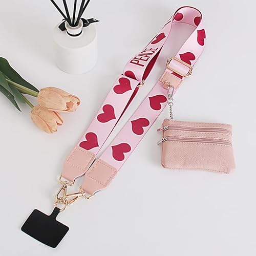 Handyriemen mit Reißverschlusstasche，für Unterwegs Verstellbares Handy Umhängeband für Handy Zubehör 2-in-1 Handy Lanyards mit Geldbörse (Blassrosa - A3) von Topaliving