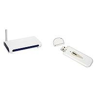 Topcom Wireless Desktop Box 54 Mb V3, bestehend aus Skyracer WBR 7001g WLAN-DSL Router und Skyracer USB 4001g WLAN-USB-Stick von Topcom