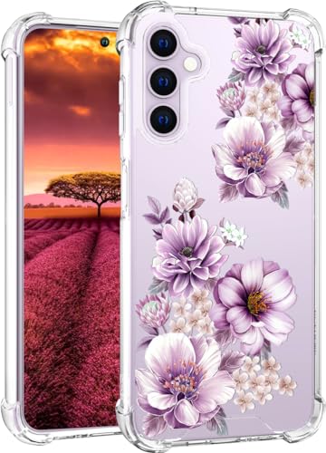 Topgraph Samsung Galaxy S23 Plus + Hülle Clear Floral Blume Niedlich für Frauen Mädchen Designer Mädchen, Handyhülle Blumen Design Kompatibel mit Samsung Galaxy S23 Plus + (Lila Große Pfingstrose von Topgraph