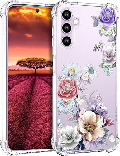 Topgraph Samsung Galaxy S23 Plus + Hülle Niedliche Blume Blumen Klar für Frauen Mädchen Designer Mädchen, Handyhülle Blumen Design Kompatibel mit Samsung Galaxy S23 Plus + (Große Luxus Rosen Blumen) von Topgraph