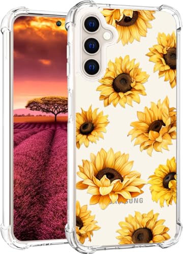Topgraph Schutzhülle für Samsung Galaxy S23, niedlich, transparent, für Damen und Mädchen, Designer-Schutzhülle, Design (gelbe Sonnenblume) von Topgraph
