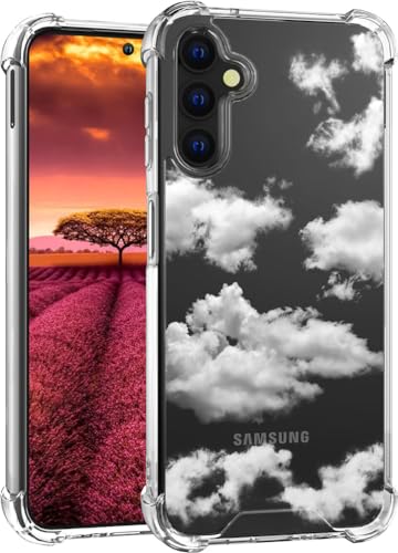 für S24+ Plus Hülle, Transparent Süße Wolke Muster Schutzhülle für Frauen Mädchen Kratzfeste Rückseite HandyHülle Case für Samsung Galaxy S24 Plus von Topgraph