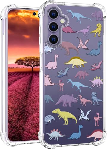 für S24 Hülle, Transparent Niedlicher Dinosaurier Muster Schutzhülle für Frauen Mädchen Kratzfeste Rückseite HandyHülle Case für Samsung Galaxy S24 von Topgraph