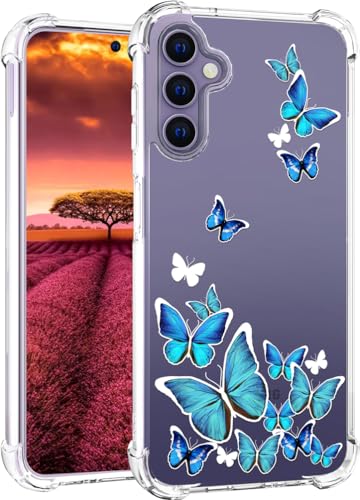 für S24 Hülle, Transparent Niedlicher Schmetterling Muster Schutzhülle für Frauen Mädchen Kratzfeste Rückseite HandyHülle Case für Samsung Galaxy S24 von Topgraph