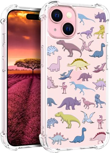 für iPhone 15 Hülle, Transparent Niedlicher Dinosaurier Muster Schutzhülle für Frauen Mädchen Kratzfeste Rückseite HandyHülle Case für iPhone 15 von Topgraph