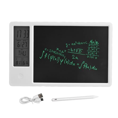 10 Zoll LCD Schreibtablett mit Digitaluhr Kalender, Wiederaufladbares, Löschbares Elektronisches Doodle Board mit Stift, Tragbares Zeichentablett, Elektronischer Notizblock für von Topiky