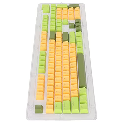 107 Tasten Dreifarbiges Standard-ABS-Tastenkappen-Set, Dreifarbige Durchscheinende Zeichen Bogen-Layout Mechanische Tastatur-Tastenkappen, OEM-Profil, für Mechanische von Topiky