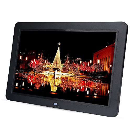 12inch Digitaler Fotorahmen,LED 1280X800 HD Mehrsprachiger Intelligenter Elektronischer Rahmen mit Fernbedienung,Tischuhr mit Uhr/Musik/Video/Audio Player/eBook(EU(schwarz)) von Topiky