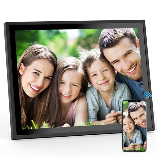 15 Zoll WiFi Digital Fotorahmen mit Full HD Touchscreen, Extra Großer Elektronischer Bilderrahmen, Teilen von Bildern und Videos per App von überall, Geschenk für Großeltern von Topiky