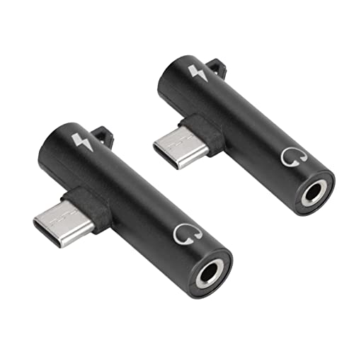 2 STÜCKE Typ-C auf 3,5 Mm Adapter, 2-in-1-Aufladung USB C auf Audiobuchse, USB C auf 3,5 Mm -Kopfhörer-Adapter-Konverter, für Telefon Tablet Laptop (Schwarz) von Topiky