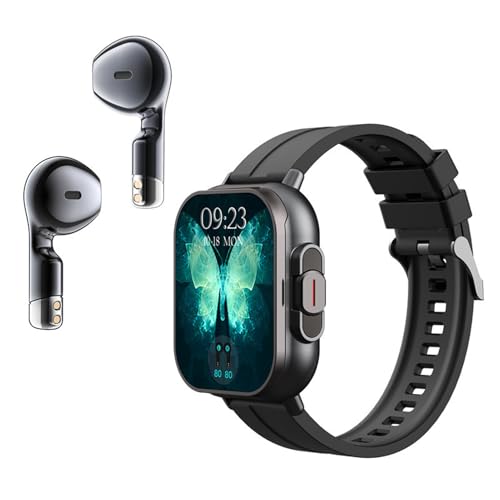 2 in 1 Smartwatch mit Ohrhörern, Bluetooth Kopfhörern und Smartwatch für Männer und Frauen, Fitnessuhr mit 2 Zoll HD Touchscreen, Fitness Tracker Sportuhr für I OS für Android von Topiky