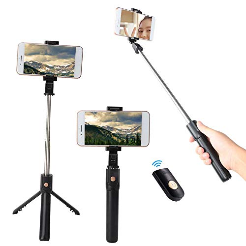 2-in-1 tragbarer Metall-Selfie-Stick, professioneller Handy-Desktop-Stativ-Ständer mit drahtloser Bluetooth-Fernbedienung für Fotografie-Liebhaber von Topiky