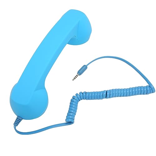 3,5 mm Retro Hörer Handy Empfänger Mikrofon Lautsprecher, Retro Telefon, Strahlungssichere Empfänger, Handy Hörer für Smartphone Computer (Himmelblau 30/40 Pfund) von Topiky