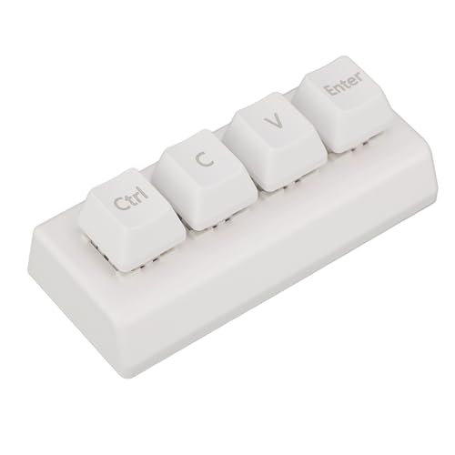 4 Programmierbare Tasten, Einhändig Programmierbare Makrotastatur, Mechanische USB Gaming Tastatur, Ausschneiden, Kopieren, Einfügen, Makropad, Roter Schalter, Zum Arbeiten (White) von Topiky