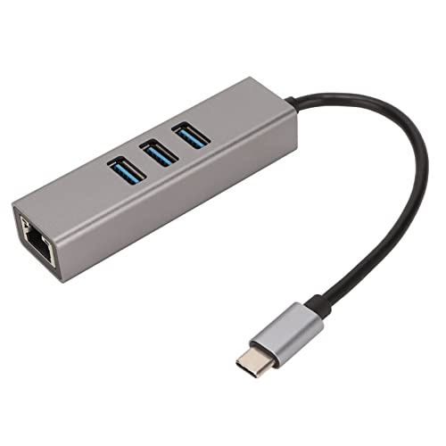4 in 1 USB C Hub, 5 Gbit/s Übertragung USB C Adapter mit USB3.0 und RJ45 Schnittstelle Gute Wärmeableitung Plug and Play Typ C Hub für Laptop von Topiky