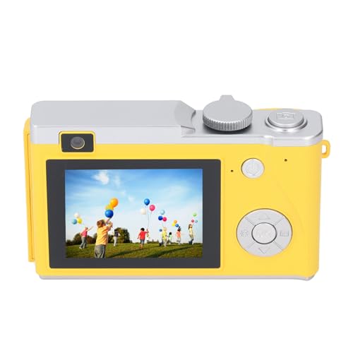 Digitalkamera, 48 MP Point and Shoot Kameras, 1080P Digitalkamera mit 16 fachem Digitalzoom und 2,4 Zoll HD Display, Kleine Kamera mit Doppelobjektiv Vorne und Hinten, (Yellow) von Topiky