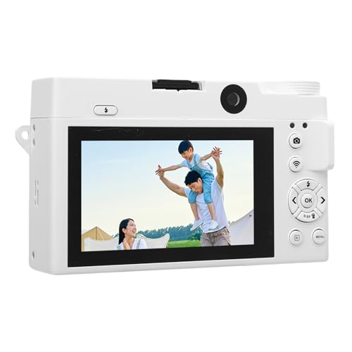 Digitalkamera für die Fotografie, 4K 75MP Vlogging Kameras für Sie Röhrchen, UHD Autofucos 18x Zoom Point Shoot Vlogging Kameras, WiFi Digitale Videokamera mit Blitz für die (White) von Topiky