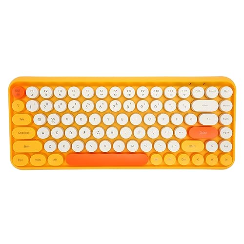 Drahtlose BT Tastatur, 84 Tasten, Kompakte Tastatur, Retro Tastatur mit Runden Tastenkappen, Ergonomisches Design, für Smart TVs, Laptops, Desktops von Topiky