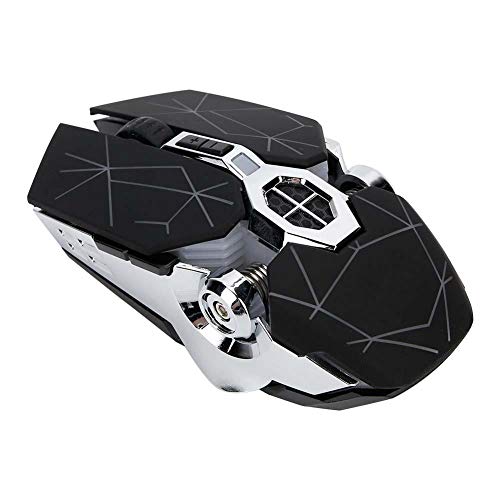 Drahtlose Gaming-Maus, ergonomisch optisch mechanisch E-Sport Einstellbare 1800DPI-Spielmäuse mit 6 Tasten und 1 Rad, 5 Farben Atemlampe mit Hintergrundbeleuchtung für PC Laptop(Stern Schwarz) von Topiky