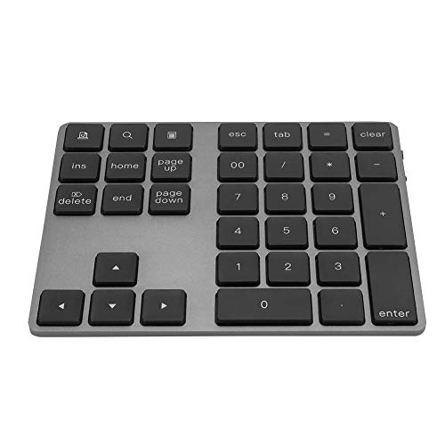 Drahtlose Zehnertastatur, Digital 34-Tasten-Tastatur mit ergonomischem Nummernblock und USB 3.0-Hub Typ C für Windows Laptop/PC/Desktop(Schwarz) von Topiky