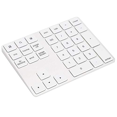 Drahtlose Zehnertastatur, Digital 34-Tasten-Tastatur mit ergonomischem Nummernblock und USB 3.0-Hub Typ C für Windows Laptop/PC/Desktop(Silber) von Topiky