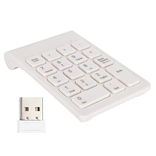 Drahtlose Zifferntastatur, Digital Bluetooth Numpad 18 Tasten Ergonomische Ziffernblock-Tastatur mit 2,4-G-USB-Empfänger für Laptop/PC/Desktop(Weiß) von Topiky