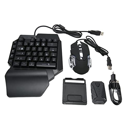 Einhand RGB Gaming Tastatur und Hintergrundbeleuchtete Maus Kombination, USB Kabel Halbhand Gaming Tastatur und Maus Kombination mit Konverter, für Spiele von Topiky