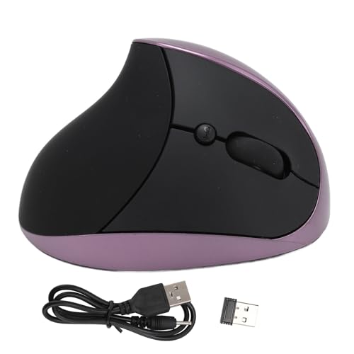 Ergonomische Maus für die Rechte Hand, über USB Wiederaufladbare Vertikale Maus mit 800 1200 1600 DPI Stufen, für PC Tablet (Purple) von Topiky