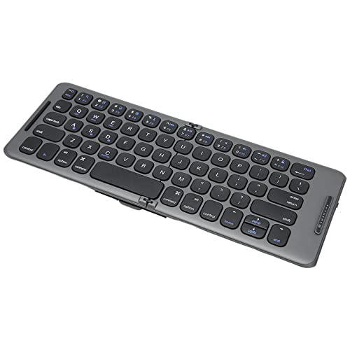 Faltbare BT Tastatur, 2 Fach Nahtlose Spleiss Tastatur, Tragbare Multi Device Unterstützung, 65 Tasten, Typ C, Verschleißfeste, Kabellose Taschentastatur für PC Tablets von Topiky