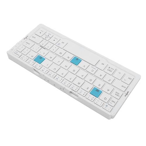 Faltbare Kabellose Tastatur mit Ständer, EIN Tasten Umschaltung, Leiser Betrieb, Bodengehäuse aus Aluminiumlegierung, Lange Akkulaufzeit für Tablets, Telefone, Unterstützt von Topiky