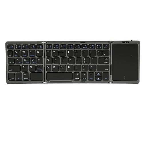 Faltbare -Tastatur mit Touchpad, Tragbare Kabellose Tastatur Im Taschenformat, Wiederaufladbare -Tastatur, 3 Gefaltetes Design, 64 Tasten, für Win für IOS für (Grau) von Topiky