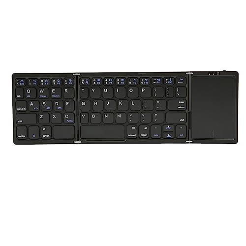 Faltbare -Tastatur mit Touchpad, Tragbare Kabellose Tastatur Im Taschenformat, Wiederaufladbare -Tastatur, 3 Gefaltetes Design, 64 Tasten, für Win für IOS für (Schwarz) von Topiky