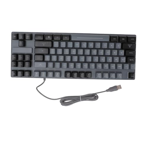 Gaming Tastatur, 87 Tasten, ABS Tastenkappen, RGB Hintergrundbeleuchtung, Kontrastfarbe, Multimedia Steuerung, Kabelgebundene Tastatur für Laptop Desktop von Topiky