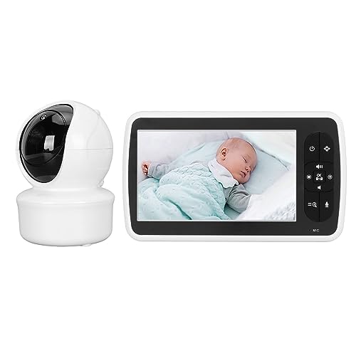 HD Video Babyphone mit 5 Zoll Bildschirm, Babyphone mit Kamera und, Unterstützt Nachtsicht, Zwei Wege, Temperaturüberwachung (EU-Stecker) von Topiky