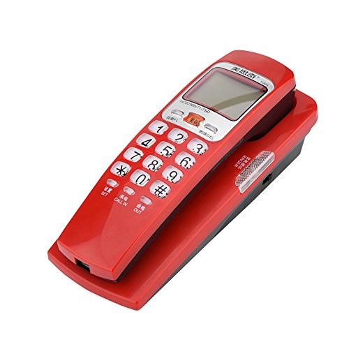 Kabelgebundenes Telefon,tragbares an der Wand befestigtes Festnetztelefon mit Standard FSK/DTMF Display Anrufer ID, Lautsprecher, Kabel Desk Erweiterungs Station für Zuhause/Büro/Hotel(Rot) von Topiky