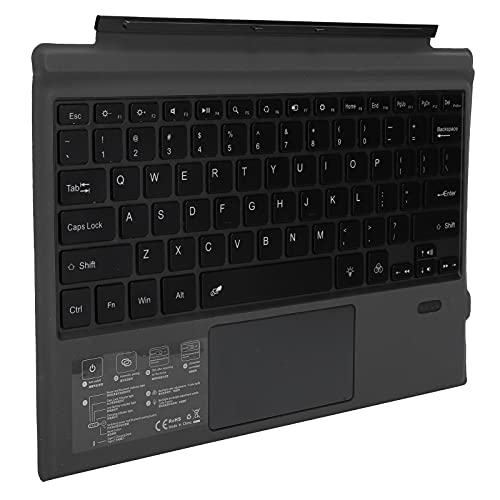 Kabellose Bluetooth-Tastatur, Tragbare Abnehmbare Bluetooth-Tastatur mit Hintergrundbeleuchtung mit Touchpad, 7-farbige LED-Hintergrundbeleuchtung für 12,3 Zoll für Microsoft Pro 7/6 / 5/4 / 3 von Topiky