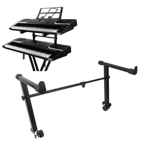 Keyboardständer 2 Stufen Adapter, Etagenständer für E Piano Tastaturständer Rack Halter, L förmige E Piano Tastaturerhöhung, 42–75 cm Breitenverstellung von Topiky