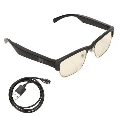 Knochenleitungsbrille, Smart Glasses Bluetooth Audio Sonnenbrille Open Ear Kopfhörer Stereo HD Anrufe Rauschunterdrückung P5 Wasserdicht, Touch Switch, für Damen und Herren(B Silber) von Topiky